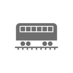 Sticker - Coach on rails, train wagon, subway grey icon.