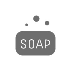 Wall Mural - Soap bar, hygiene grey icon. Isolated on white background