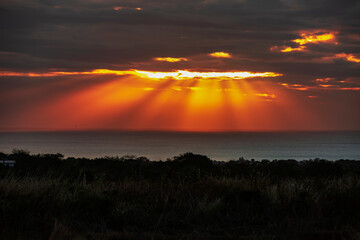 Wall Mural - dramatic cloudy sky at sunset.