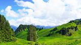 Fototapeta Na ścianę - View of the panorama landscape from the Hahnenkamm. Mountain in Austria with the surrounding nature.