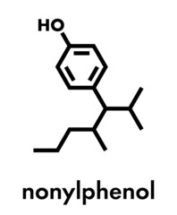 Wall Mural - Nonylphenol endocrine disruptor molecule (one isomer shown). Skeletal formula.