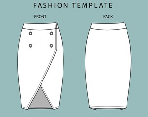 Canvas Print - apparel, cad drawings, casual, clothes, clothing, design, design template, drawing, fashion, fashion cad, fashion flat, fashion templates, flared skirt, frill, garment, illustration, industrial, isola