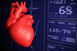 3d illustration of heart, on background of electrocardiogram. Medical monitor. 3d rendering illustration.