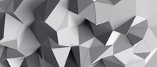 Abstract Triangles Background. Geometric White And Gray Pattern