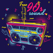 True 90s sound - funky colorful music boombox design
