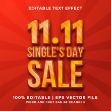 Editable Text Effect - 11.11 Single Day Sale Template Style Premium Vector