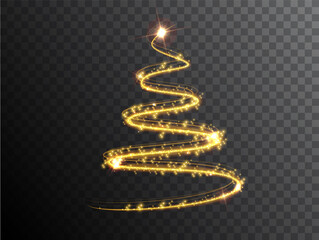 Wall Mural - christmas tree on transparent background. light effect christmas tree. symbol of happy new year, mer