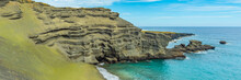 Beautiful Panorama View Of Papakolea Green Sand Beach On Big Island Of Hawaii, USA. Vertical