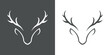 Logotipo abstracto con silueta de cabeza de ciervo en fondo gris y fondo blanco