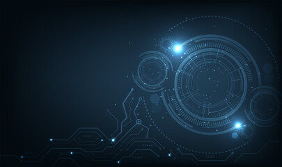 Leinwandbilder - Dark blue Circle Light Abstract technology background.Graphic website internet.Futuristic digital innovation background vector illustration.