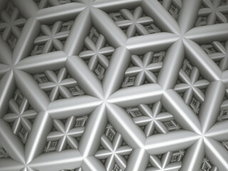 Poster - 3d rendering of abstract hexagonal surface patterns with floral design