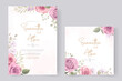 © CLton - Elegant wedding invitation card with hand drawn soft flower and leaves