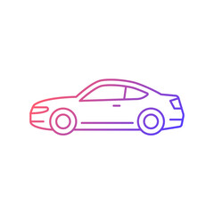 Poster - Coupe car gradient linear vector icon. Two-door sports automobile. Performance-oriented vehicle. Fixed roof. Thin line color symbol. Modern style pictogram. Vector isolated outline drawing