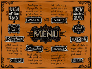 Sticker - Old style menu list vector template