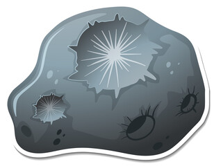 Wall Mural - Sticker template with meteorite isolated