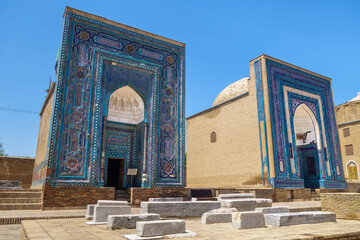 Wall Mural - Mausoleums of Shahi Zinda complex in Samarkand, Uzbekistan. Both mausoleums have lost their names over centuries, so they are conventionally called Usto Ali and Nameless