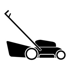 Poster - Simple editable black vector lawn mower, lawnmower, mower icon isolated on white background