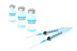 新型コロナウイルスのワクチンと注射器のイラスト。ワクチン接種。
