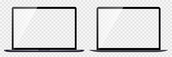 Wall Mural - realistic laptop set. laptop computer or notebook computer. 3d laptops mockup. blank screen isolated