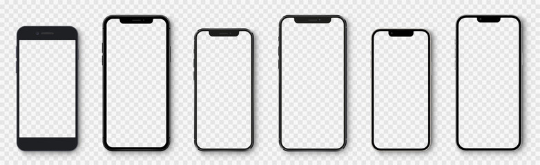 Wall Mural - realistic models smartphone with transparent screens. smartphone mockup collection. device front vie