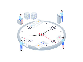 Wall Mural - business time management isometric illustration. suitable for mobile app, website, banner, diagrams,