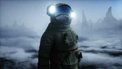 Wall Mural - astronaut on alien planet. mars surface. space travel. realistic 4k animation.