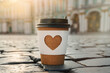 © ksenija1803z - paper cup of natural coffee with carved white heart on on Palace Square in St. Petersburg