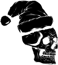 Skull Wearing Santa Claus Hat Vector Illustration
