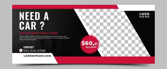Wall Mural - Horizontal banner template design for car rental or auto services.