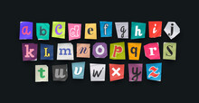 Paper Style Ransom Note Letter. Cut Letters. Clipping Alphabet. Vector Font