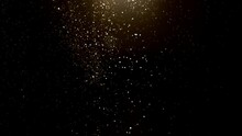 Super Slow Motion Of Abstract Gold Particles On Black Background. Filmed On High Speed Cinematic Camera At 1000 Frames Per Second.