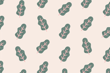 Mustard greens seamless pattern background. Hand drawn style vector design illustrations.