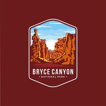 Ilustrasi Logo Patch Emblem Taman Nasional Bryce Canyon
