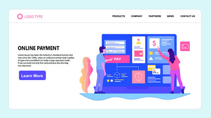 Online shopping and internet digital money payment and transfer. Landing page concepts