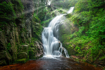 Canvas Print - Waterfall in the mountains - Kamienczyka waterfall - Szklarska Poreba - Poland