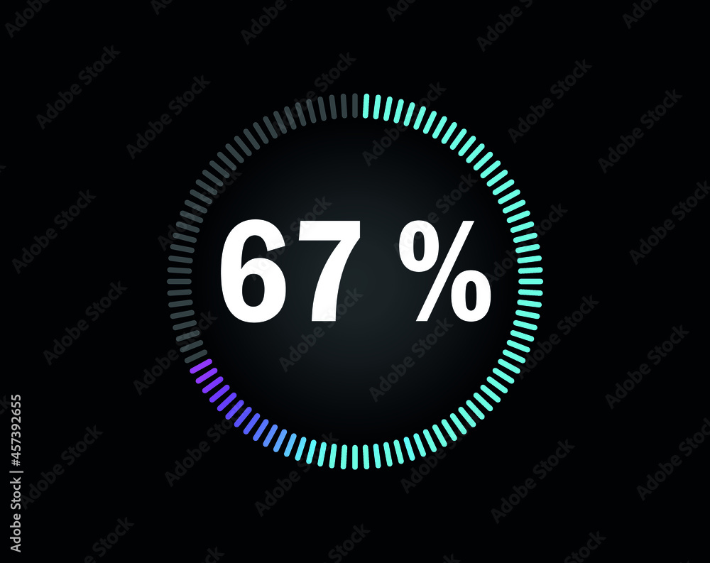 Percent circle diagram showing 67% - indicator with blue to pink ...