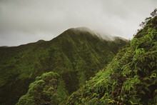Cloudy Morning Shot From The Top Of One Of Hawaii's Mountain Ranges