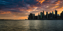 City Skyline At Sunset Beautiful Place Cute New York Clouds Sea Panora