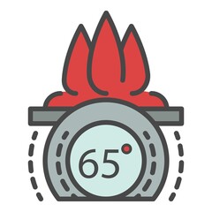 Sticker - Fire smart control icon. Outline fire smart control vector icon color flat isolated on white
