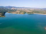 Fototapeta Perspektywa 3d - Aerial view of Sopot Reservoir, Bulgaria