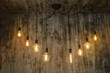 © nskyr2 - Incandescent lamps. Set of vintage glowing light bulbs.