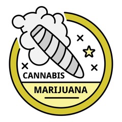 Canvas Print - Marijuana cigar logo. Outline marijuana cigar vector logo color flat isolated on white