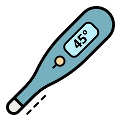 Sticker - High temperature thermometer icon. Outline high temperature thermometer vector icon color flat isolated on white