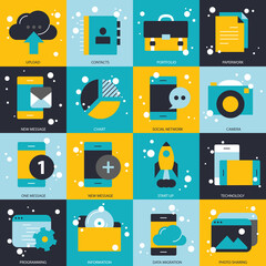 Wall Mural - business and technology icon set for website and mobile applications. flat vector illustration