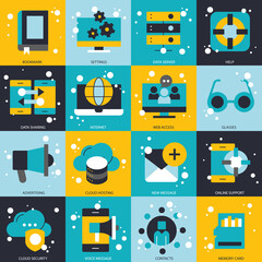 Wall Mural - business and technology icon set for website and mobile applications. flat vector illustration