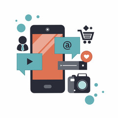 Wall Mural - mobile application and mobile app development concept. project development and business ideas. flat 