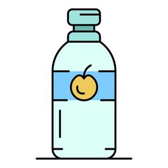 Sticker - Kitchen apple vinegar icon. Outline kitchen apple vinegar vector icon color flat isolated on white