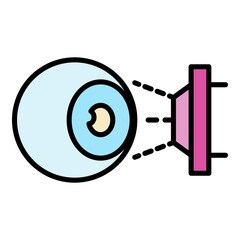 Sticker - Eyeball laser inspection icon. Outline eyeball laser inspection vector icon color flat isolated on white