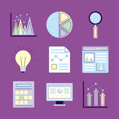 Sticker - analytics icon set