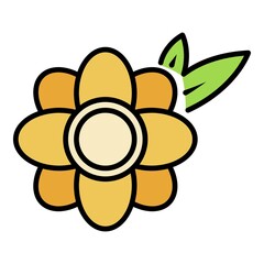 Wall Mural - Honey flower icon. Outline honey flower vector icon color flat isolated on white